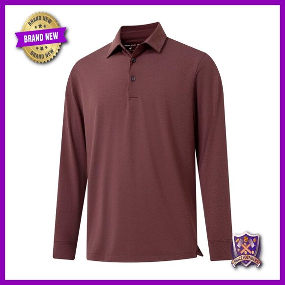 Men's Long Sleeve Performance Polo Golf Shirt Dry Fit Activewear